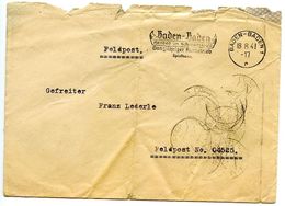 Germany 1941 WWII Cover Baden-Baden To Feldpost 04525 W/ Soviet Postmarks - Feldpost 2e Wereldoorlog