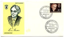 Germany, Berlin 1961 Scott 9N182 FDC Louise Schroeder, Mayor Of Berlin - 1948-1970