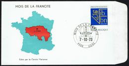 COB 1609 Sur Enveloppe De LIEGE - Oblitération: " MOIS DE LA FRANCITE - 4000 LIEGE - 7-10-73". - Documents Commémoratifs