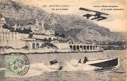 MONTE-CARLO- COURSES D'HYDRO-AEROPLANES ET DE CANOTS AUTOMOBILES , VUE SUR LE CASINO - Monte-Carlo