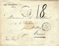 1860- Enveloppe De Pointe à Pitre ( Guadeloupe )  " Voie D'Angleterre " Entrée " COL.FR.ANGL.  / AMB. CALAIS J  " Noir - Correo Marítimo