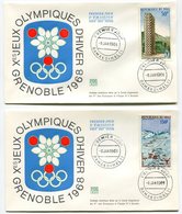 RC 9674 MALI JEUX OLYMPIQUES DE GRENOBLE 1968 PISTE DE SKI ET UNE DES 3 TOURS 1er JOUR FDC TB - Malí (1959-...)