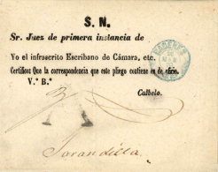 Plica Del S.N. Circulada De Cáceres A Jarandilla De La Vera (Cáceres), El Año 1879. Marca "A" De Abono De Cáceres - Storia Postale