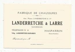 Carte De Visite , Fabrique De Chaussures ,Landerretche & Larre ,HASPARREN , Basses Pyrénées - Cartes De Visite