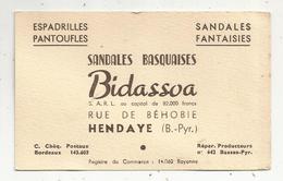 Carte De Visite , Sandales Basquaises BIDASSOA , Hendaye , Basses Pyrénées - Cartes De Visite