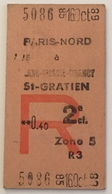 Ticket De 2ème Classe Aller-retour. Paris-Nord. Blenc-Mesnil. Drancy. Saint-Gratien. Train. Chemin De Fer. - Europe