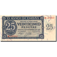 Billet, Espagne, 25 Pesetas, 1936, 1936-11-21, KM:99a, SUP - 25 Pesetas