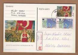 AC- TURKEY POSTAL STATIONARY - 80th ANNIVERSARY OF THE ANNEXATION OF HATAY REGISTERED  ANKARA, 23 JULY 1999 - Postal Stationery