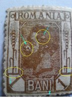 Errors  Romania 1900  King Carol I Spic De Grau,  1 Ban , With Printed Circle , Unused - Ongebruikt