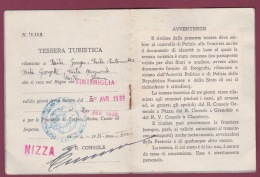 110718A - 1935 TESSERA TURISTICA Carte De Tourisme Droit De Circuler ITALIE NIZZA VINTIMIGLIA Photo De Famille - Other
