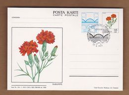 AC- TURKEY POSTAL STATIONARY - SAKARYA 84 POSTAGE STAMPS 5th NATIONAL YOUTH EXHIBITION ADAPAZARI, 17 JUNE 1984 CARNATION - Postwaardestukken