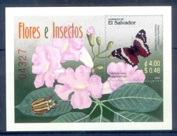 K15- El Salvador, 2003. Fauna & Flora. Butterfly. Insect. Flowers. - Farfalle