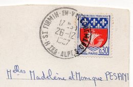 1967--cachet Manuel SAINT FIRMIN EN VALGAUDEMAR -05- Sur Carte Postale - Manual Postmarks