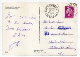 1968--cachet Manuel   ENCHENBERG - 57 Type Marianne Cheffer   Sur Carte Postale  FAULENSEE (Thunersee) - Cachets Manuels
