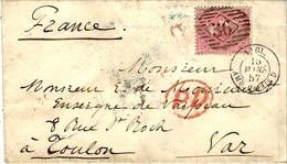 1857- Cover From London 36 To Toulon ( France )  See Back - Brieven En Documenten