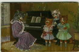 ARTHUR THIELE 1910s - - DRESSED CATS PLAY PIANO & SINGING - T.S.N. 1757 (524) - Thiele, Arthur