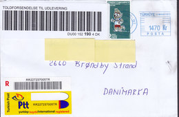 Turkey Registered Label & Uprated 2018 Meter Cover Freistempelbrief BRØNDBY STRAND Denmark TOLD Customs Douane Label !! - Covers & Documents