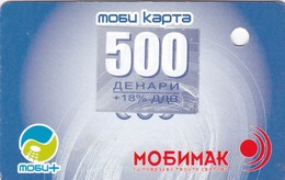 Macedonia, MK-COS-REF-?, Blue Mobimak Refill Card, 2 Scans.  With 500 Units Sticker And Hole - Nordmazedonien