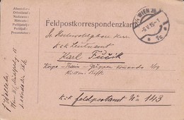 Feldpostkarte Wien Nach Feldpostamt No. 143 - 1915 (35661) - Briefe U. Dokumente