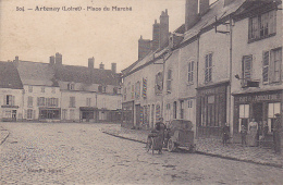 Artenay - Place Du Marché ( Animation, Automobile, Café De L'Agriculture, Pharmacie) Circulé 1926 - Artenay