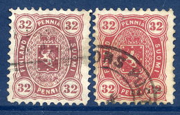 FINLAND 1875  32p Two Shades Perforated 11  Used.  Michel 18A, SG 78-79 - Oblitérés