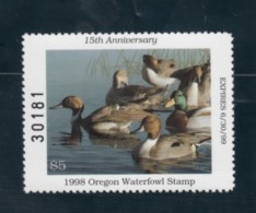 Sc#20 Oregon State Water Fowl Stamp, $5 1998 Issue - Duck Stamps