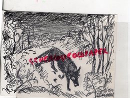 87 - RANCON BELLAC BLANZAC - AIME VALLAT 1976- BEAU DESSIN ORIGINAL CRAYON ET ENCRE NOIRE - LE LOUP - Dibujos