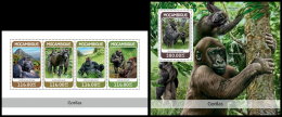 MOZAMBIQUE 2018 MNH** Gorillas Gorilas M/S+S/S - IMPERFORATED - DH1827 - Gorilles