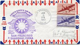 ETATS-UNIS LETTRE PAR AVION AVEC CACHET VIOLET ILLUSTRE "UNITED STATES....FIRST FLIGHT SAN FRANCISCO TO SHANGHAI,CHINA" - 2c. 1941-1960 Cartas