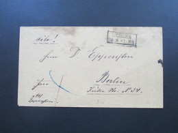 AD / Vorphila Preussen 1863 Westpommern Rahmenstempel R2 Zehden Bartaxe Mit Rot Und Blaustift - Covers & Documents