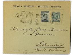 8 ALBANIA. 1911. Cover Franked By Italy 1909 <B>15 C.</B> Slate Black (Scott 111) And Scutari Overprinted 1909 <B>10 Pa. - Other & Unclassified