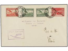 17 ALBANIA. 1925 (30-V). TIRANA A VALONA. <B>PRIMER VUELO</B>, Marca En El Frente Y Llegada Al Dorso. (Mu. Nº 3). - Andere & Zonder Classificatie