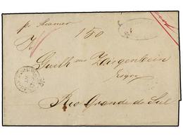 26 ARGENTINA. 1856. BUENOS AIRES A RIO GRANDE DO SUL (Brasil). Marc<B> PAID/AT/BUENOS AIRES. </B>MAGNÍFICA. - Sonstige & Ohne Zuordnung