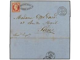 29B ARGENTINA. 1865. BUENOS AIRES A FRANCIA. Circulada Con Sello Francés De <B>80 Cts.</B> Carmín, Mat.<B> ANCLA,</B> Fe - Otros & Sin Clasificación