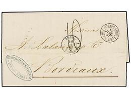 34 ARGENTINA. 1867. BUENOS AYRES A FRANCIA. Fechador Marítimo Francés <B>BUENOS AYRES/PAQ. FR. K Nº 1.</B> PRECIOSA. - Autres & Non Classés