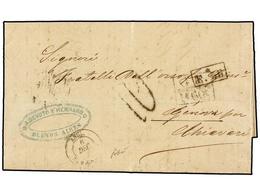 35 ARGENTINA. 1869. ARGENTINA A GÉNOVA. Circulada Por El Correo Británico, Marcas De Intercambio<B> GB/1F 60c.</B> Y<B>  - Autres & Non Classés