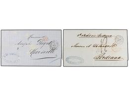 36 ARGENTINA. 1870-72. ARGENTINA A FRANCIA. Dos Cartas Con Fechadores Octogonales Marítimos Franceses <B>BUENOS AYRES/PA - Sonstige & Ohne Zuordnung