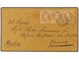 37 ARGENTINA. 1870. B. AIRES A GENOVA. Circulada Con Sellos Franceses De <B>40 Cts.</B>(3) (un Sello Defecto) Para Hacer - Autres & Non Classés