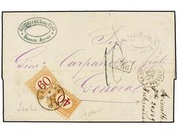 39 ARGENTINA. 1872. BUENOS AIRES A GÉNOVA. Fechador Octogonal <B>BUENOS AYRES/PAQ. FR. J</B> <B>nº 5, </B>marca De Inter - Sonstige & Ohne Zuordnung