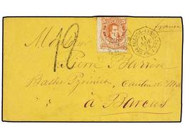 40 ARGENTINA. 1874. BUENOS AIRES A FRANCIA. <B>5 Cts.</B> Rojo, Fechador Octogonal Marítimo Francés <B>BUENOS AYRES/PAQ. - Otros & Sin Clasificación