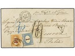 41 ARGENTINA. 1876 (March 10). Cover Endorsed At Trop <I>'per Vapor Niger'</I> Franked On Reverse With Rivadavia <B>5c.< - Other & Unclassified