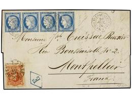 42 ARGENTINA. 1876 (10 Julio). BUENOS AYRES A FRANCIA. Circulada Con Sello De <B>50 Cts. </B>rojo Y Cuatro Sellos France - Autres & Non Classés