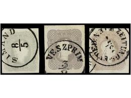 66 ° AUSTRIA. Mi.23 (3). 1861. <B>1,05 Kr.</B> Lilac. 3 Stamps, Very Fine Cancels. Michel.600?. - Autres & Non Classés