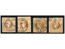 74 ° AUSTRIA. Mi.41I (4). 1867. <B>50 Kr.</B> Brown, 4 Stamps, Fine Used. Michel.600?. - Other & Unclassified