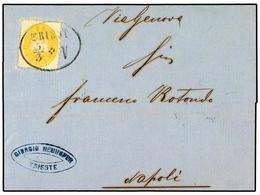 91 AUSTRIA. 1864 (March 5). Entire Letter At Printed Matter Rate To NAPLES Via Genoa Franked By Single Arms Perf 14 1863 - Other & Unclassified