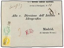 102 AUSTRIA. Sc.27, 28. (1872 CA.). Printed Matter Rate Cover Front To MADRID (Spain) Franked By 1867-74 <B>2kr.</B> Yel - Andere & Zonder Classificatie
