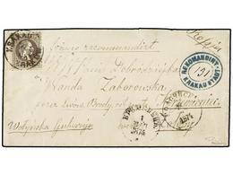 103 AUSTRIA. Sc.32. 1874. Registered Cover From KRAKAU (Poland) Addressed 'via Lvov, Brody' To RUSSIA Franked By Single  - Autres & Non Classés
