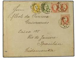 110 AUSTRIA. 1881 (Nov 11). Cover To Rio De Janeiro, Brazil With Three Colour Franking Of 1874-77 <B>2kr</B>. Yellow, <B - Other & Unclassified