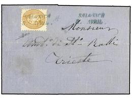 131 LEVANTE: CORREO AUSTRIACO. 1869 [April 8]. Entire Letter To Triest Franked By Late Usage Of Perf  9½ 1864 <B>15s</B> - Autres & Non Classés