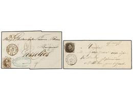 162 BELGICA. Of.14 (2). 1864. TWO Covers Franked With <B>10 Cts.</B>  Brown Stamps. <B>AFFRANCHISSEMENT INSUFFISANT.</B> - Other & Unclassified